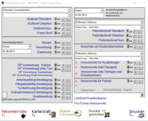 Wahlarzt Software Druckformulare